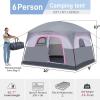 imageOutvita 6 Person Camping Tent with Carry Bag Waterproof Windproof Easy Setup Portable Family Camping Tent with 1 Mesh Door amp 5 Large Mesh Windows 10X9X83inGray