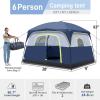 imageOutvita 6 Person Camping Tent with Carry Bag Waterproof Windproof Easy Setup Portable Family Camping Tent with 1 Mesh Door amp 5 Large Mesh Windows 10X9X83inBlue