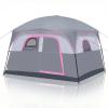 imageOutvita 6 Person Camping Tent with Carry Bag Waterproof Windproof Easy Setup Portable Family Camping Tent with 1 Mesh Door amp 5 Large Mesh Windows 10X9X83inGray