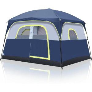imageOutvita 6 Person Camping Tent with Carry Bag Waterproof Windproof Easy Setup Portable Family Camping Tent with 1 Mesh Door amp 5 Large Mesh Windows 10X9X83inBlue