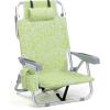 imageOutvita Backpack Beach Chair 5 Level Adjustable Positions Beach Chair with Back Storage Bag Cooler Pouch and Side Bags for Beach Poolside LawnLight Green Pattern