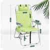 imageOutvita Backpack Beach Chair 5 Level Adjustable Positions Beach Chair with Back Storage Bag Cooler Pouch and Side Bags for Beach Poolside LawnLight Green Pattern