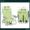 imageOutvita Backpack Beach Chair 5 Level Adjustable Positions Beach Chair with Back Storage Bag Cooler Pouch and Side Bags for Beach Poolside LawnLight Green Pattern