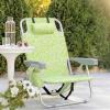 imageOutvita Backpack Beach Chair 5 Level Adjustable Positions Beach Chair with Back Storage Bag Cooler Pouch and Side Bags for Beach Poolside LawnLight Green Pattern