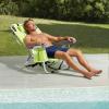 imageOutvita Backpack Beach Chair 5 Level Adjustable Positions Beach Chair with Back Storage Bag Cooler Pouch and Side Bags for Beach Poolside LawnLight Green Pattern