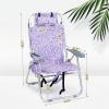 imageOutvita Backpack Beach Chair 5 Level Adjustable Positions Beach Chair with Back Storage Bag Cooler Pouch and Side Bags for Beach Poolside LawnPurple Pattern