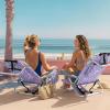 imageOutvita Backpack Beach Chair 5 Level Adjustable Positions Beach Chair with Back Storage Bag Cooler Pouch and Side Bags for Beach Poolside LawnPurple Pattern