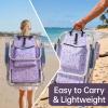 imageOutvita Backpack Beach Chair 5 Level Adjustable Positions Beach Chair with Back Storage Bag Cooler Pouch and Side Bags for Beach Poolside LawnPurple Pattern