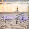 imageOutvita Backpack Beach Chair 5 Level Adjustable Positions Beach Chair with Back Storage Bag Cooler Pouch and Side Bags for Beach Poolside LawnPurple Pattern