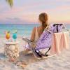 imageOutvita Backpack Beach Chair 5 Level Adjustable Positions Beach Chair with Back Storage Bag Cooler Pouch and Side Bags for Beach Poolside LawnPurple Pattern
