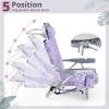 imageOutvita Backpack Beach Chair 5 Level Adjustable Positions Beach Chair with Back Storage Bag Cooler Pouch and Side Bags for Beach Poolside LawnPurple Pattern