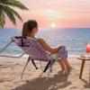 imageOutvita Backpack Beach Chair 5 Level Adjustable Positions Beach Chair with Back Storage Bag Cooler Pouch and Side Bags for Beach Poolside LawnPurple Pattern