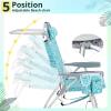 imageOutvita Backpack Beach Chair 5 Level Adjustable Positions Beach Chair with Back Storage Bag Cooler Pouch and Side Bags for Beach Poolside LawnTiffany Blue Pattern