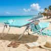 imageOutvita Backpack Beach Chair 5 Level Adjustable Positions Beach Chair with Back Storage Bag Cooler Pouch and Side Bags for Beach Poolside LawnTiffany Blue Pattern