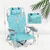 imageOutvita Backpack Beach Chair 5 Level Adjustable Positions Beach Chair with Back Storage Bag Cooler Pouch and Side Bags for Beach Poolside LawnTiffany Blue Pattern