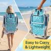 imageOutvita Backpack Beach Chair 5 Level Adjustable Positions Beach Chair with Back Storage Bag Cooler Pouch and Side Bags for Beach Poolside LawnTiffany Blue Pattern