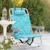 imageOutvita Backpack Beach Chair 5 Level Adjustable Positions Beach Chair with Back Storage Bag Cooler Pouch and Side Bags for Beach Poolside LawnTiffany Blue Pattern