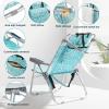 imageOutvita Backpack Beach Chair 5 Level Adjustable Positions Beach Chair with Back Storage Bag Cooler Pouch and Side Bags for Beach Poolside LawnTiffany Blue Pattern