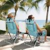 imageOutvita Backpack Beach Chair 5 Level Adjustable Positions Beach Chair with Back Storage Bag Cooler Pouch and Side Bags for Beach Poolside LawnTiffany Blue Pattern