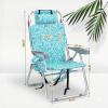 imageOutvita Backpack Beach Chair 5 Level Adjustable Positions Beach Chair with Back Storage Bag Cooler Pouch and Side Bags for Beach Poolside LawnTiffany Blue Pattern