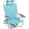 imageOutvita Backpack Beach Chair 5 Level Adjustable Positions Beach Chair with Back Storage Bag Cooler Pouch and Side Bags for Beach Poolside LawnTiffany Blue Pattern