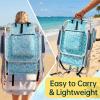 imageOutvita Backpack Beach Chair 5 Level Adjustable Positions Beach Chair with Back Storage Bag Cooler Pouch and Side Bags for Beach Poolside LawnTiffany Blue Pattern
