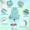 imageOutvita Backpack Beach Chair 5 Level Adjustable Positions Beach Chair with Back Storage Bag Cooler Pouch and Side Bags for Beach Poolside LawnTiffany Blue Pattern