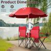 imageOutvita Folding Double Camping Chair wUmbrella Beverage Holder Carrying Bag Cooler Fold Up Table Large Bearing Capacity for Beach Patio Pool Park Outdoor RedRed