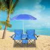 imageOutvita Folding Double Camping Chair wUmbrella Beverage Holder Carrying Bag Cooler Fold Up Table Large Bearing Capacity for Beach Patio Pool Park Outdoor RedBlue