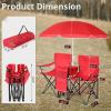 imageOutvita Folding Double Camping Chair wUmbrella Beverage Holder Carrying Bag Cooler Fold Up Table Large Bearing Capacity for Beach Patio Pool Park Outdoor RedRed