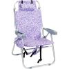 imageOutvita Backpack Beach Chair 5 Level Adjustable Positions Beach Chair with Back Storage Bag Cooler Pouch and Side Bags for Beach Poolside LawnPurple Pattern