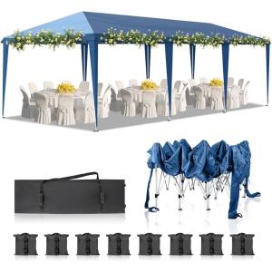 imageOutvita 10x30ft Ez Pop Up Outdoor Canopy Tent Portable Commercial Instant Tent with Carry Bag for Party Wedding Birthday BBQ Events10x30blue