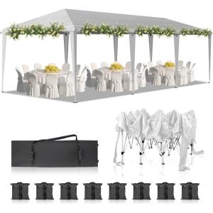 imageOutvita 10x30ft Ez Pop Up Outdoor Canopy Tent Portable Commercial Instant Tent with Carry Bag for Party Wedding Birthday BBQ Events10x30white