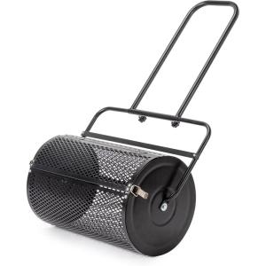 imageOutvita Compost Spreader 24 Wide Peat Moss Spreader with PushTow Handle 5 Heights Adjustable PowderCoated Steel Garden Peat Moss Roller Heavy Duty for Spreading Manure Mulch TopsoilBlack