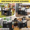 imageOutdoor Grill Cart with Storage Outdoor Grill Table with Spice Rack Lockable Wheels amp Stainless Steel Top Rolling Bar Cart Outdoor BBQ for Patio Family Home Party Bar Single Door BlackSilver With 2 Door Storage Cabinet
