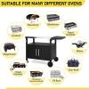 imageOutdoor Grill Cart with Storage Outdoor Grill Table with Spice Rack Lockable Wheels amp Stainless Steel Top Rolling Bar Cart Outdoor BBQ for Patio Family Home Party Bar Single Door BlackSilver With 2 Door Storage Cabinet
