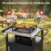 imageOutdoor Grill Cart with Storage Outdoor Grill Table with Spice Rack Lockable Wheels amp Stainless Steel Top Rolling Bar Cart Outdoor BBQ for Patio Family Home Party Bar Single Door BlackSilver With 1 Door Storage Cabinet