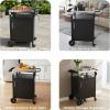 imageOutdoor Grill Cart with Storage Outdoor Grill Table with Spice Rack Lockable Wheels amp Stainless Steel Top Rolling Bar Cart Outdoor BBQ for Patio Family Home Party Bar Single Door BlackSilver With 1 Door Storage Cabinet