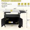 imageOutdoor Grill Cart with Storage Outdoor Grill Table with Spice Rack Lockable Wheels amp Stainless Steel Top Rolling Bar Cart Outdoor BBQ for Patio Family Home Party Bar Single Door BlackSilver With 2 Door Storage Cabinet