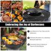 imageOutvita Charcoal Grill 22 inch Stainless Steel BBQ Charcoal with Wheels and Storage Holder for Camping Picnic Barbecue Party Outdoor
