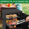 imageOutvita Outdoor Smoker with Double Doors Vertical Charcoal Smoker Outdoors Charcoal Barbeque with 2 Detachable Grill Netting Smoking Racks Suitable for Lawn Picnic Backyard BBQ Black