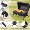 imageOutvita Portable Charcoal Grill with Thermometer DualSided Small Tabletop Barbecue Grill for Outdoor Camping BBQ Cooking Backyard Party Heavy Duty Easy Assembly Black15 X 12 X 15