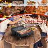imageOutvita Portable Charcoal Grill with Thermometer DualSided Small Tabletop Barbecue Grill for Outdoor Camping BBQ Cooking Backyard Party Heavy Duty Easy Assembly Black15 X 12 X 15