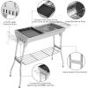 imageOutvita Portable Charcoal Grill with Thermometer DualSided Small Tabletop Barbecue Grill for Outdoor Camping BBQ Cooking Backyard Party Heavy Duty Easy Assembly Black3937 x 122 x 2795