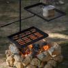 imageOutvita Swivel Campfire Grill Skillet Combo Portable Heavy Duty Camping Grill Grate with Height Adjustable Grill Grate and Grill Pan and Carry Bag Black