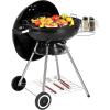 imageOutvita Charcoal Grill 22 inch Stainless Steel BBQ Charcoal with Wheels and Storage Holder for Camping Picnic Barbecue Party Outdoor