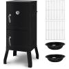 imageOutvita Outdoor Smoker with Double Doors Vertical Charcoal Smoker Outdoors Charcoal Barbeque with 2 Detachable Grill Netting Smoking Racks Suitable for Lawn Picnic Backyard BBQ Black