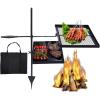 imageOutvita Swivel Campfire Grill Skillet Combo Portable Heavy Duty Camping Grill Grate with Height Adjustable Grill Grate and Grill Pan and Carry Bag Black