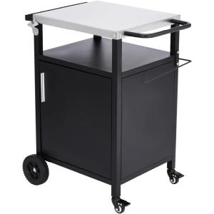 imageOutdoor Grill Cart with Storage Outdoor Grill Table with Spice Rack Lockable Wheels amp Stainless Steel Top Rolling Bar Cart Outdoor BBQ for Patio Family Home Party Bar Single Door BlackSilver With 1 Door Storage Cabinet