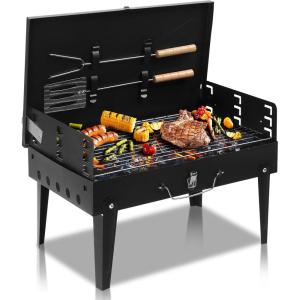 imageOutvita Portable Charcoal Grill with Thermometer DualSided Small Tabletop Barbecue Grill for Outdoor Camping BBQ Cooking Backyard Party Heavy Duty Easy Assembly Black1732 x 1063 x 185